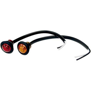 Buyers .75 Inch Round Marker Clearance Lights - 3 LED Amber With Stripped Leads - (Pack of 10)