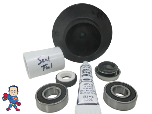 3HP Waterway Executive Pump Rebuild Kit – Impeller, 1000 Seal, 2 Bearings for 48/56 Frame Wet End