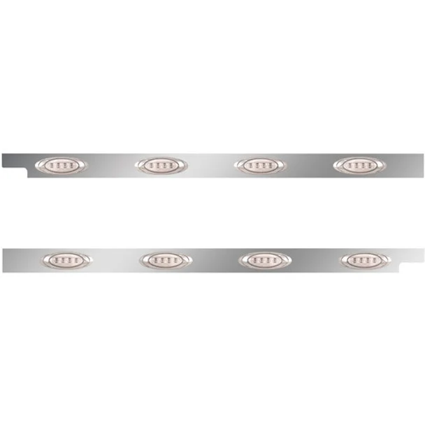 4 Inch Stainless Steel Cab Panel W/ 4 P1 Amber/Clear LED Lights For Peterbilt 567, 579 – Pair