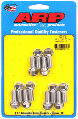ARP 400-1101 Header Bolts SBC-3/8" Wrench Head - Stainless - Hex Head 0.750" L