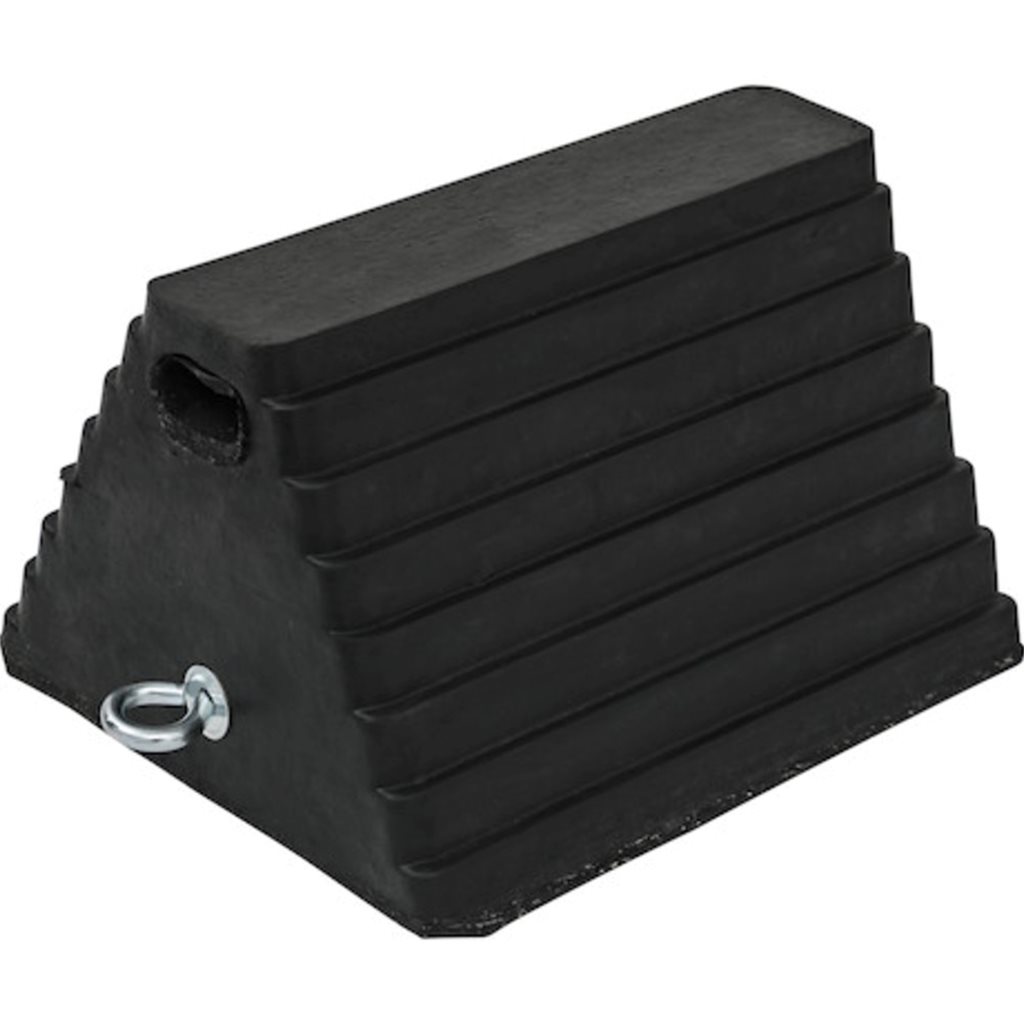 Buyers Products Heavy Duty Rubber Wheel Chock with Chain Eye 10x8x6 Inch - WC1086