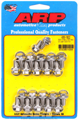 ARP 435-1802 Stainless Oil Pan Bolt Kit - 1966-2000 Big Block Chevy - Hex Head