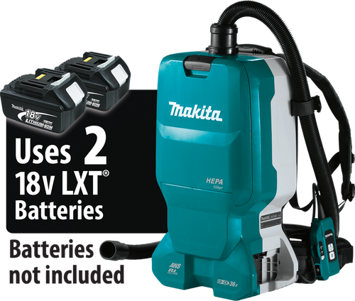 36V (18V X2) LXT™ Brushless 1.6 Gallon HEPA Filter Backpack Dry Dust Extractor, AWS™ Capable, Tool Only, XCV18ZX