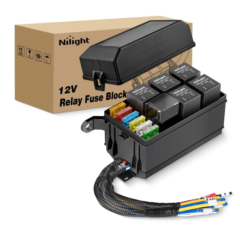 12V Fuse Relay Box 6 Relays ATC/ATO Blade Holder 4Pin 5Pin 40A Pre-Wired Waterproof Block Kit Universal for Automotive Car Truck Camper Boat
