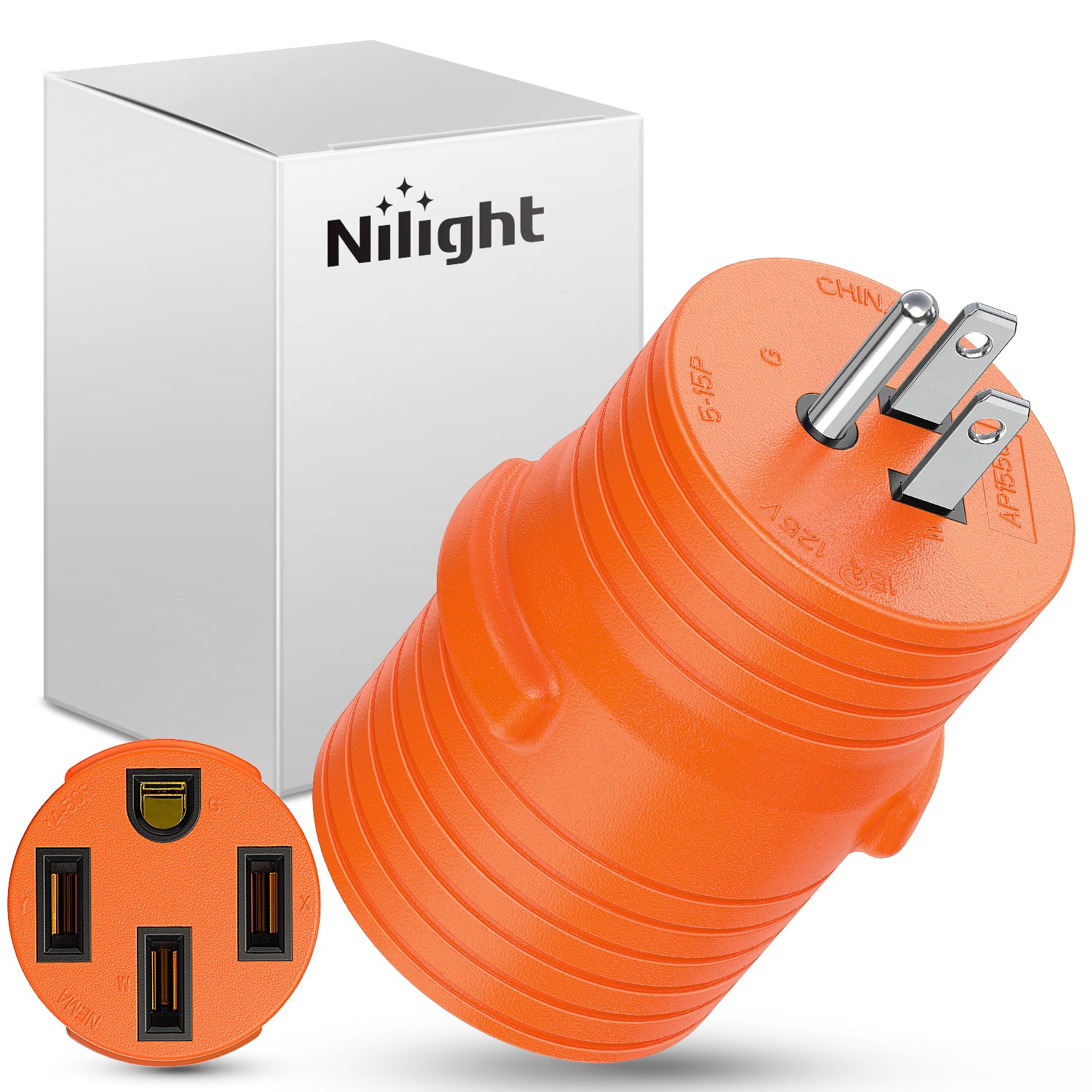 15Amp to 50Amp RV Power Adapter 125 Volt Heavy Duty RV Plug 5-15P to 14-50R 15A Male to 50A Female Receptacle for RV/EV Camper Caravan Trailer Generator