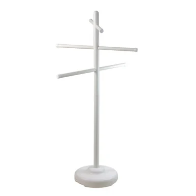 51-Inch White Pool Towel Hanging Rack – Convenient and Stable Poolside Organizer