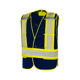 Universal 5 Pt. Tearaway Mesh Traffic Vest, 4" Refl. Tape, 5 Pockets