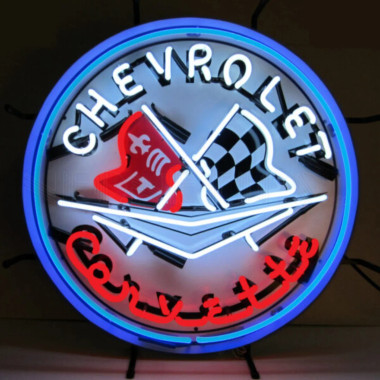 Neonetics 5CORBL Corvette Flags Neon Sign With Blue Outer Ring