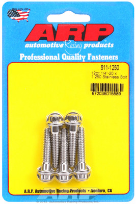 ARP 611-1250 Stainless Steel Bolts - 12 Point Head - 1/4"-20 - 1.250" UHL 5 Pack