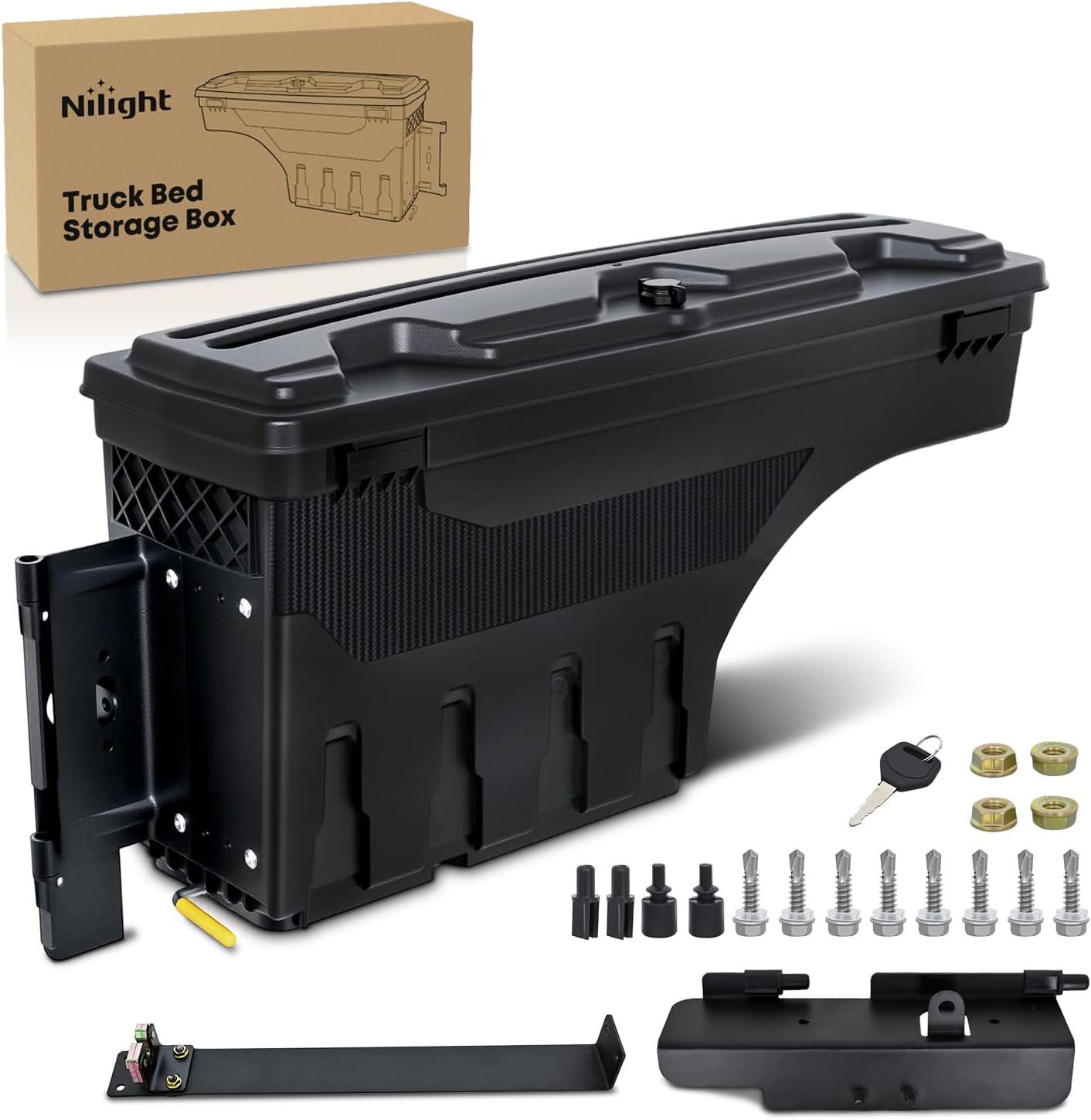 Truck Bed Tool Box Left Drivers Side Tool Boxes Fit for Ford F-250/350 Super Duty 1999-2016 ABS Swing Case Truck Storage Box with Lockable Lid Waterproof Wheel Well Toolbox for Truck Bed