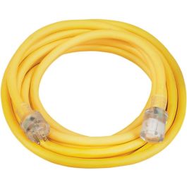 Coleman Cable 10/3 Sjtw 50’ Yellow Outdoor Extension Cord With Power Light Indicator
