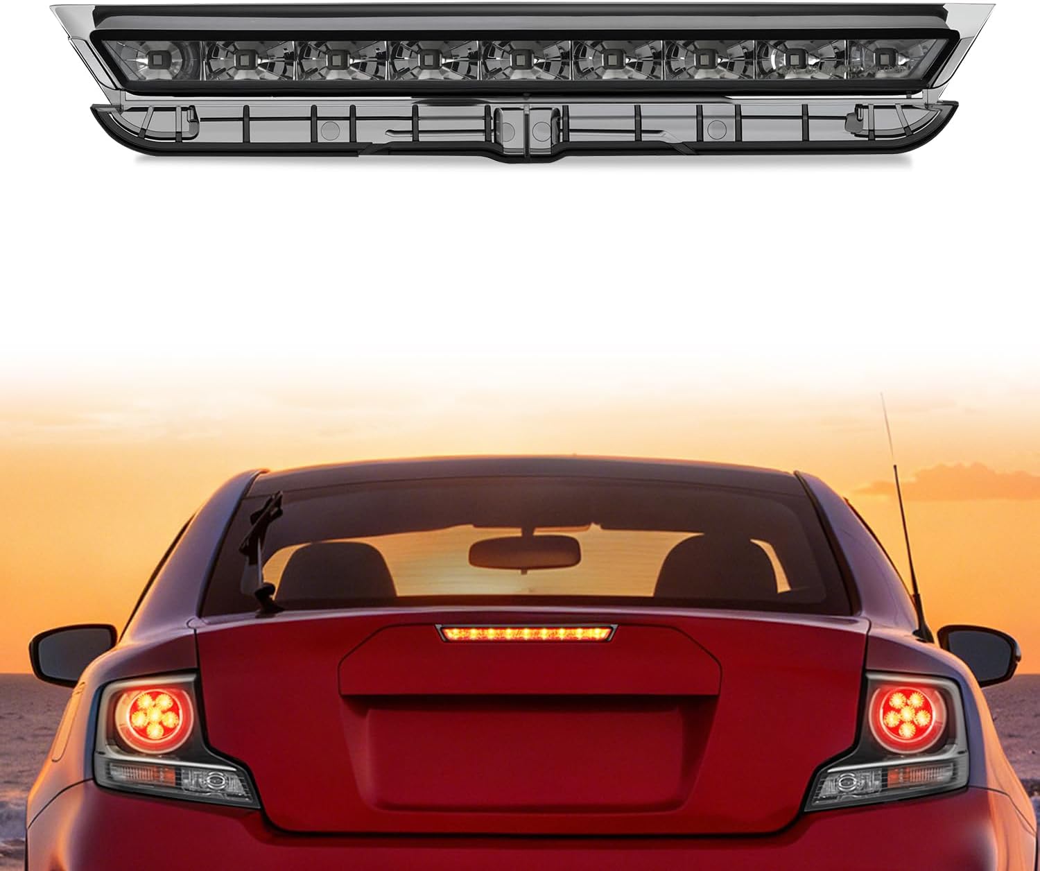 Third Brake Light Tail High Mount 3rd Stop Lights Smoked Lens Compatible with Toyota Scion tC 2011 2012 2013 2014 2015 2016 Van SUV Rear Center Cab Lamp