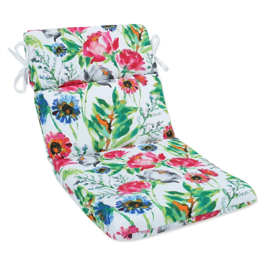 Magnolia Blooms UV-Resistant Outdoor Patio Chair Cushion – 40.5″ – Pink and Green