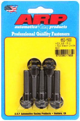 ARP 652-1500 Black Oxide Bolts 3/8 Hex Head - 3/8"-16 - 1.500" UHL 5 Pack