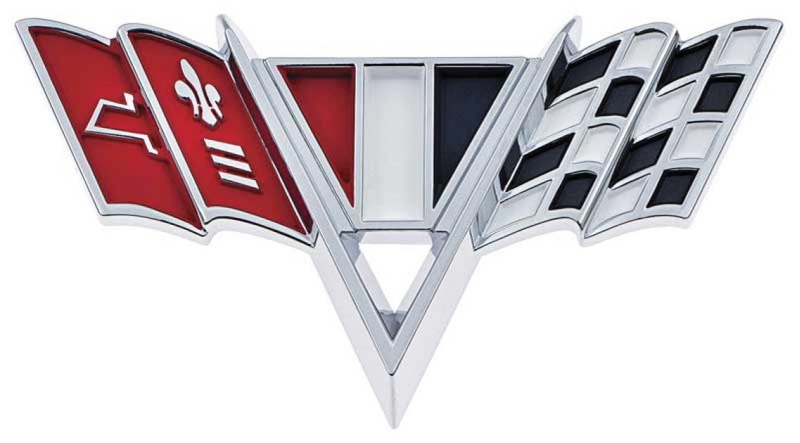 1964-67 Camaro, Impala, Nova, Chevelle, "V-Flag" Front Fender Emblem, Each, GM Licensed