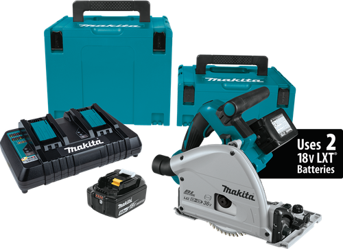 36V (18V X2) LXT™ Brushless 6-1/2" Plunge Circular Saw Kit (5.0Ah), Dual front, XPS01PTJ