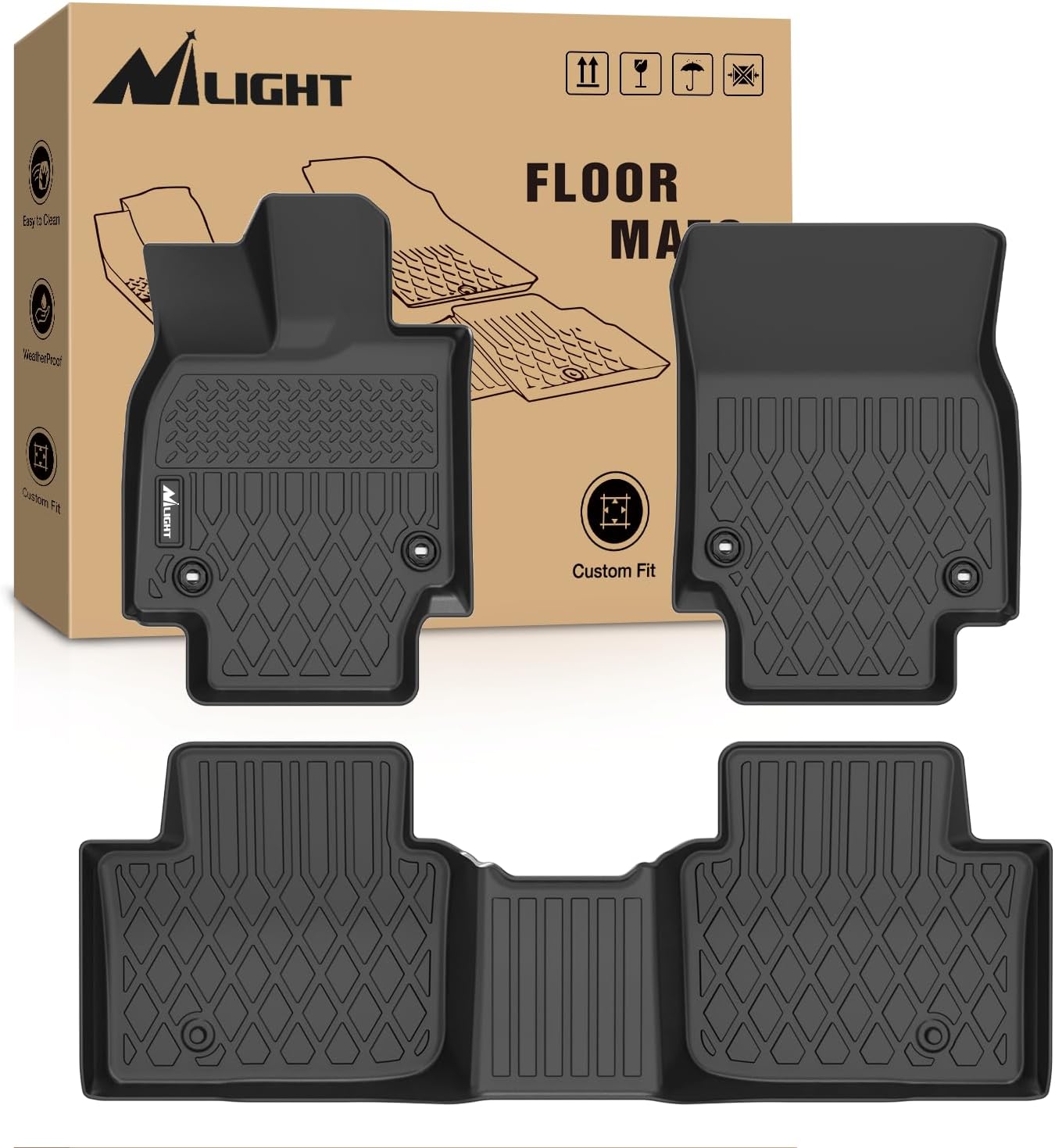 TPE Floor Mats for Toyota Crown 2023 2024 2025 2026 / Toyota Crown Signia 2025 2026, All Weather Custom Fit Heavy Duty Floor Liners