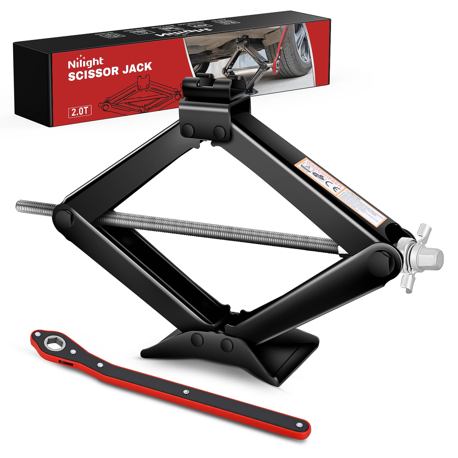 Scissor Jack for Car 2 Ton(4409 lbs), Heavy Duty Steel Scissor Lift Jack Car Kit with Ratchet Wrench for Sedan SUV MPV Tire Changing, 3.9 Inch-15.7 Inch Lifting Range Portable Small Jack Black