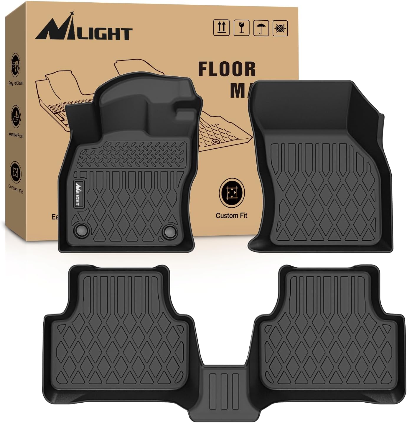 TPE Floor Mats for Volkswagen VW Jetta 2019 2020 2021 2022 2023 2024 2025 2026 All Weather Custom Fit Heavy Duty Floor Liners