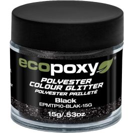 EcoPoxy Polyester Color Glitters - Black 15g Glitter for Adding to Epoxy Projects