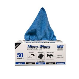 Eurow Reusable Microfiber Wipes, 12x12"Blue - 50pk