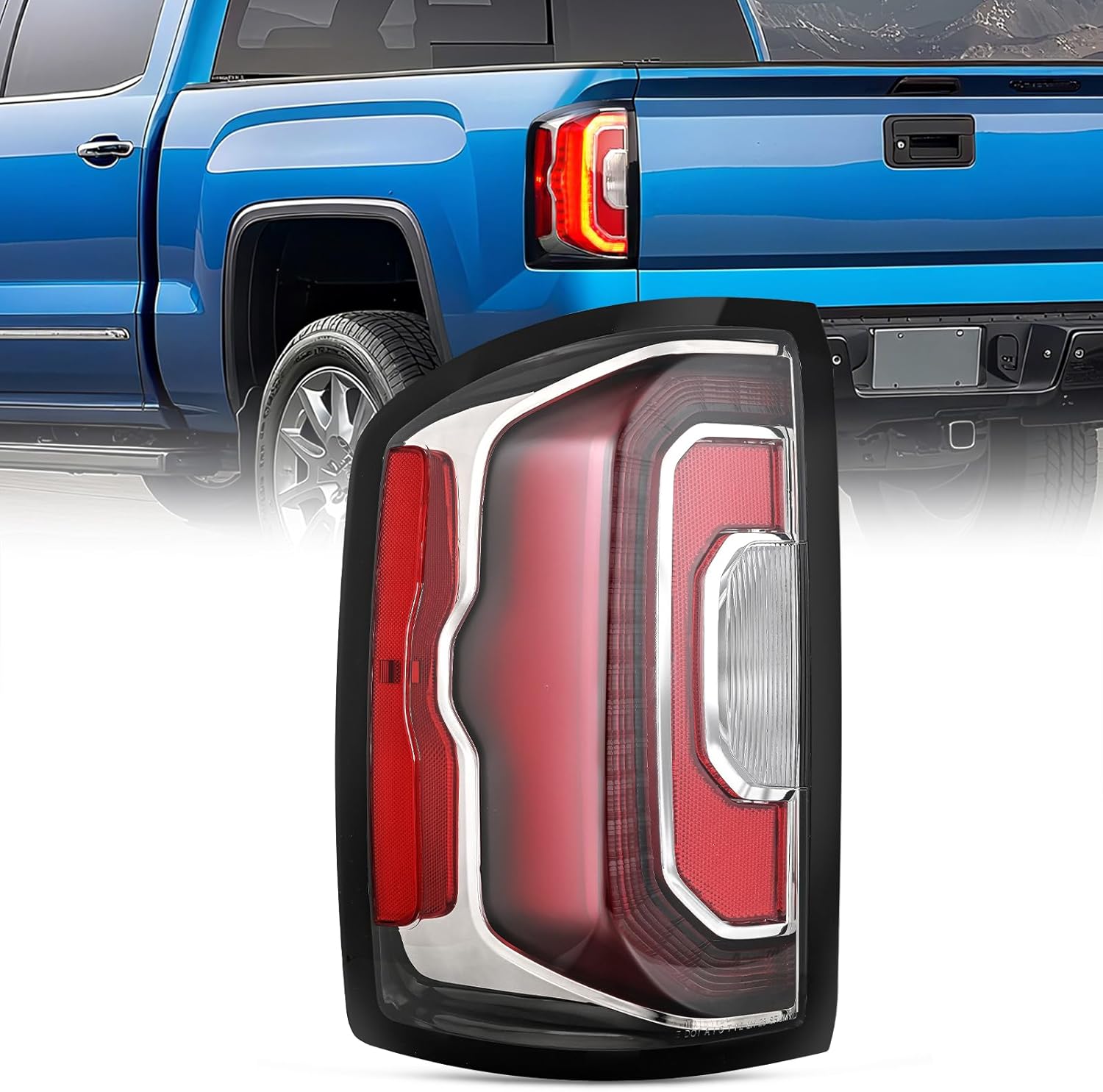 Taillight Assembly Compatible with 2016 2017 2018 GMC Sierra 1500 Tail Light with LED Type OE Style Rear Lamp Replacement Driver Side