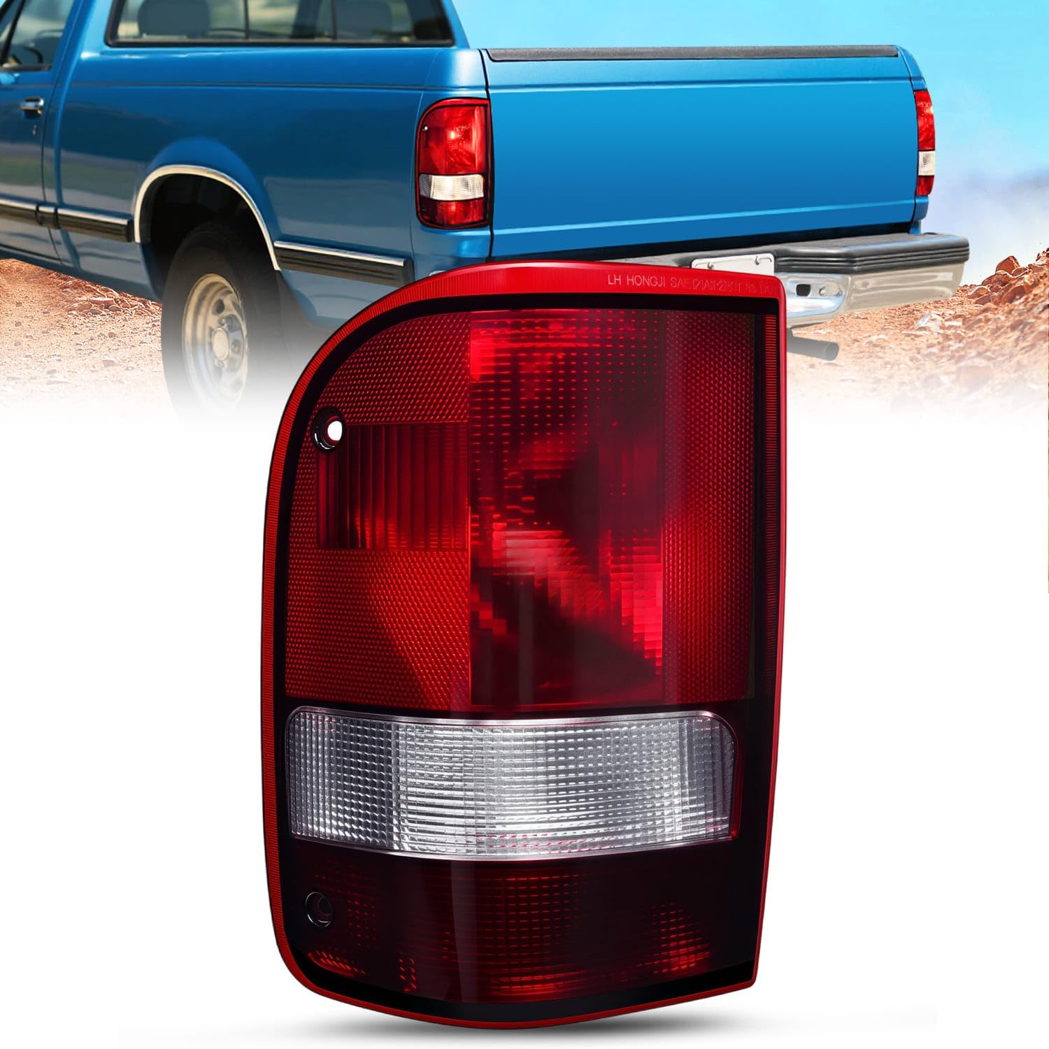 Taillight Assembly Compatible with 1993 1994 1995 1996 1997 Ford Ranger Dark Red Tail Light OE Style Rear Lamp Replacement Driver Side