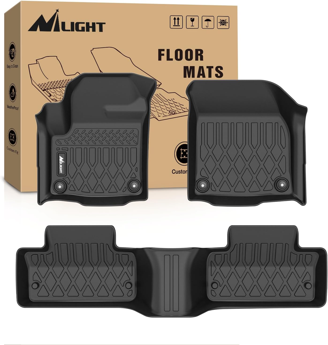 TPE Floor Mats for Land Rover Range Rover Evoque 5 Door and Coupe 2011 2012 2013 2014 2015 2016 2017 2018 2019, All Weather Custom Fit Heavy Duty Floor Liners