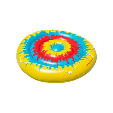 72″ Inflatable Multicolor Tie Dye Circular Swimming Pool Float for Two