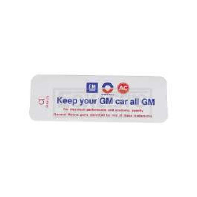 El Camino Air Cleaner Decal, 307/200Hp, Keep Your GM All GM, 1970
