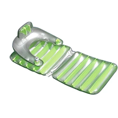 74″ Silver and Light Green Inflatable Pool Lounge Chair Float with Dual Drink Holders