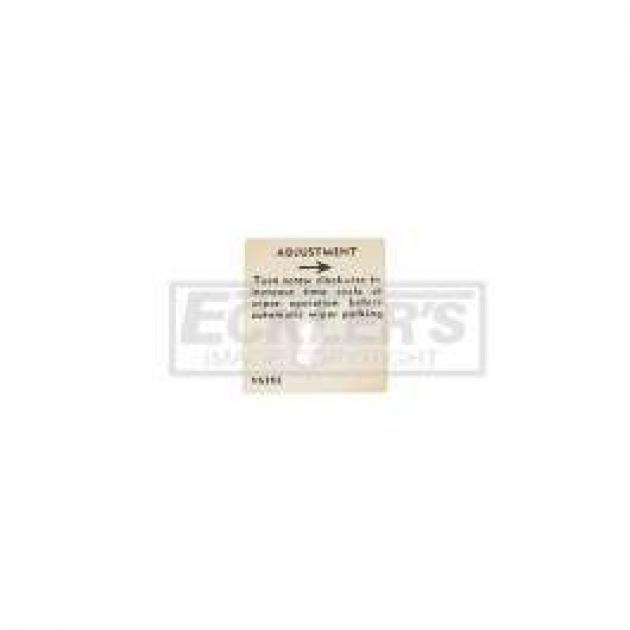 El Camino Windshield Washer Decal, Washer Adjustment Tag, 1959-1960