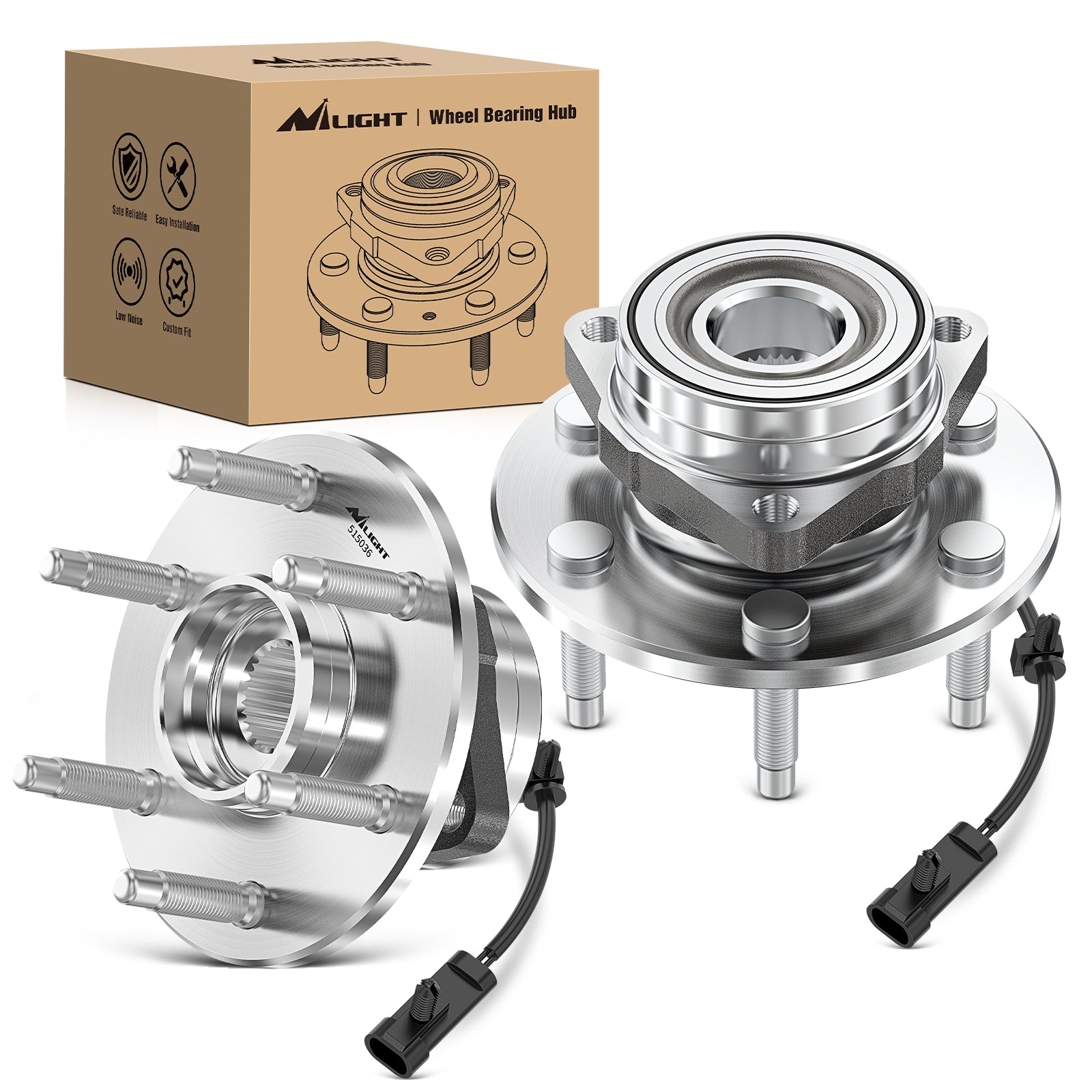 Front Wheel Bearing Hubs Assembly for GMC Chevy Silverado Sierra Avalanche 1999 2000 2001 2002 2003 2004 2005 2006, Yukon XL Suburban 1500 Tahoe Cadillac Escalade with 6-Lug, OEM 515036