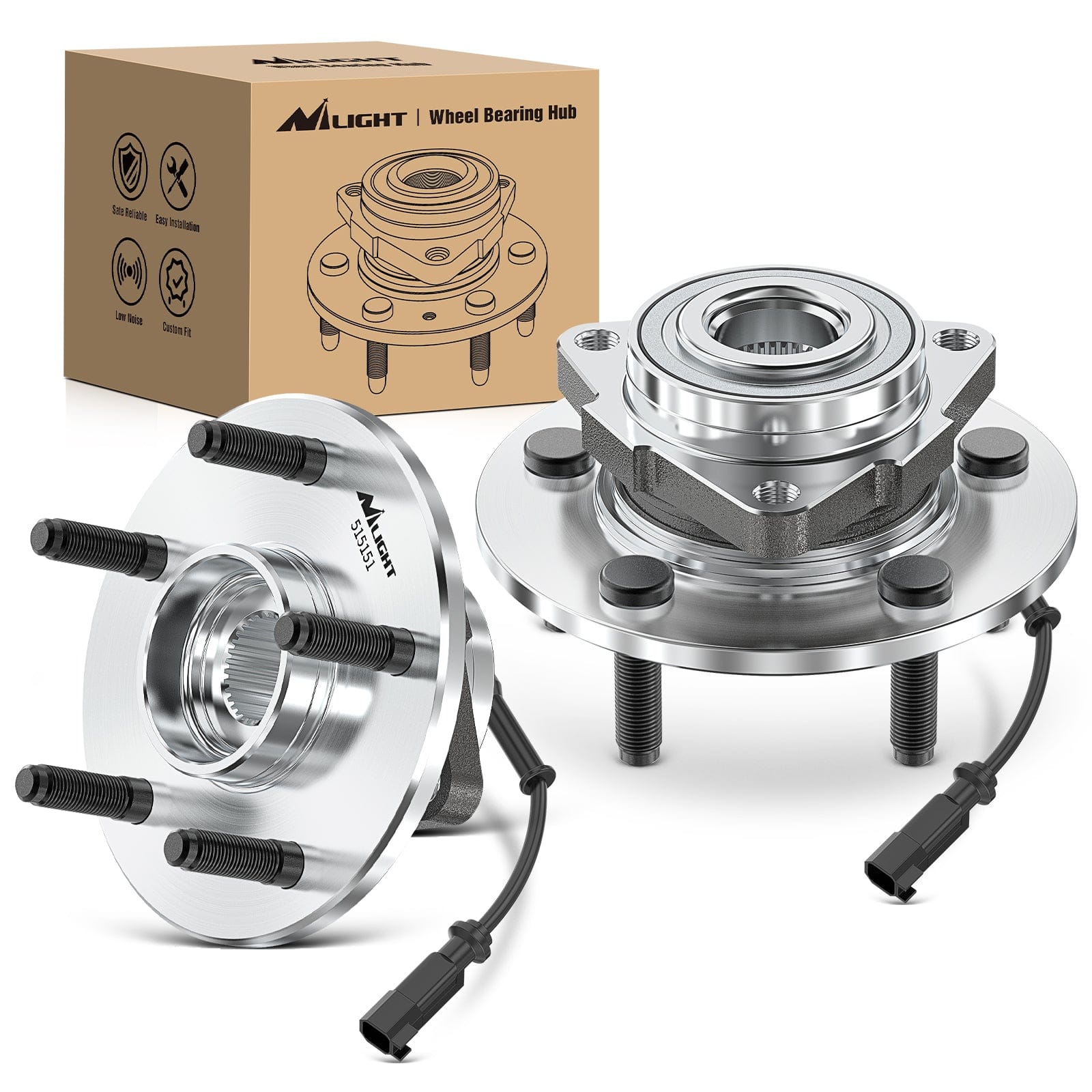 Front Wheel Bearing Hubs for Dodge Ram 1500 2012 2013 2014 2015 2017 2018 Classic 2019, Wheel Bearing and Hubs Assembly Set Replacement with 5-Lug and ABS, OEM 515151
