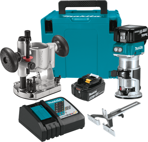 18V LXT™ Lithium-Ion Compact Brushless Cordless Router Kit (5.0Ah), Smooth rack-and-pinion, XTR01T7