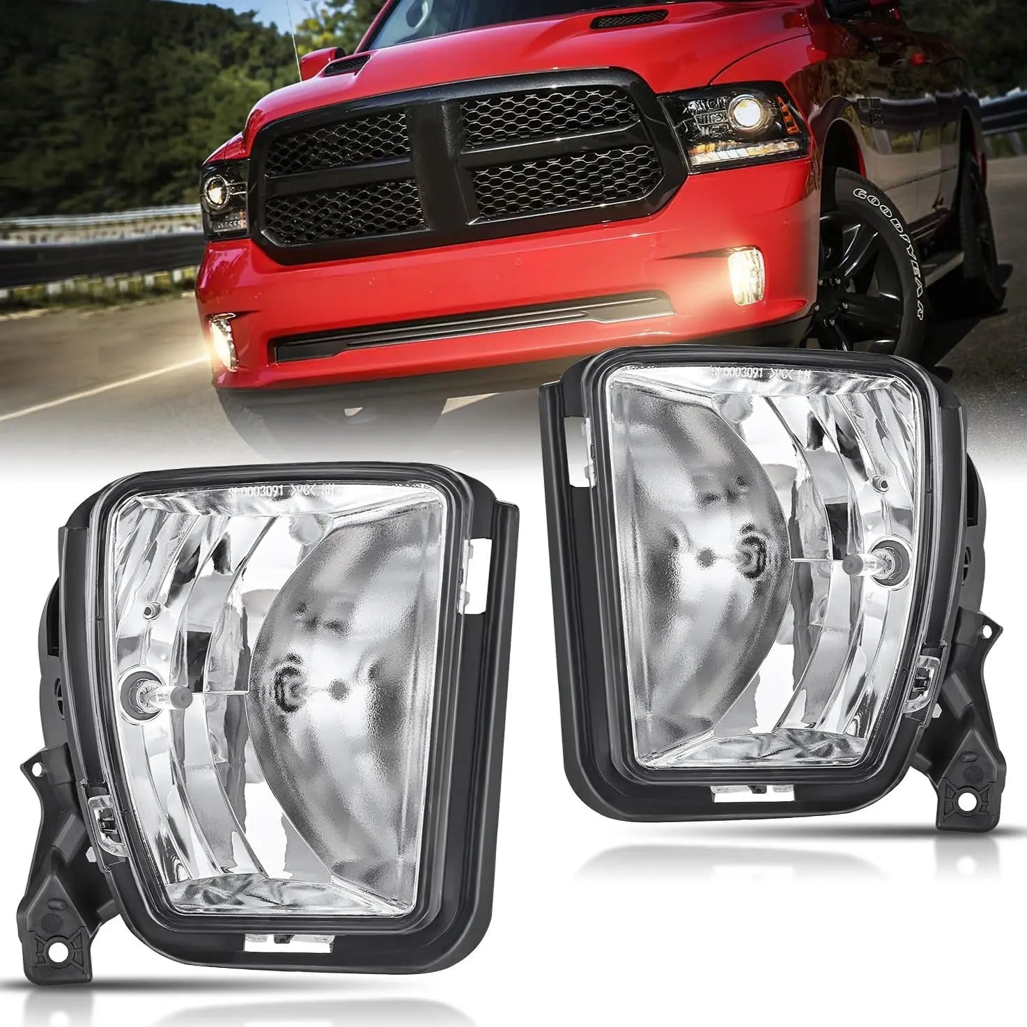 2013 2014 2015 2016 2017 2018 Dodge Ram 1500 2019 2020 2021 RAM 1500 Classic Fog Light Assembly Clear Lens