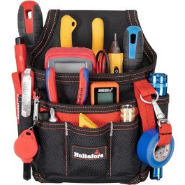 Hultafors Work Gear Small Maintenance/Electrician's Pouch, Heavy Duty Ballistic Polyester, Flashlight/Tool Sleeve, Electrical Tape Strap, Carabiner