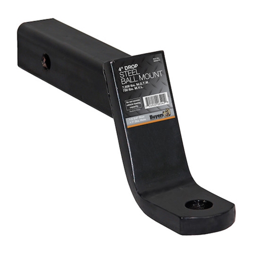 Buyers Products 2 Inch Ball Mount With 4 Inch Drop x 10 Inch Long Tube Black - 1803013