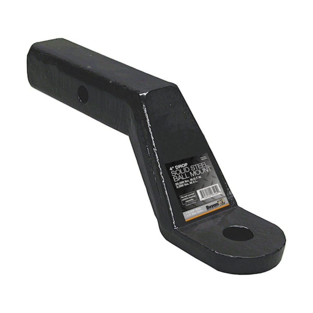 Buyers Products 2 Inch Heavy-Duty Ball Mount 4 Inch Drop x 7-7/8 Long Tube Black For 1 Inch Hole - 1803055