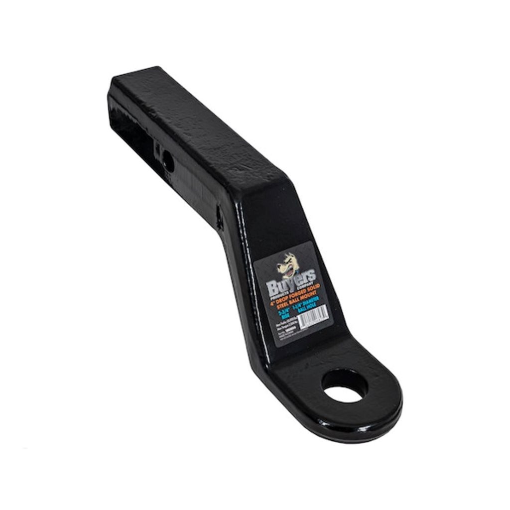 Buyers Products 2 Inch Heavy-Duty Ball Mount 4 Inch Drop x 7-7/8 Long Tube Black For 1-1/4 Hole - 1803056