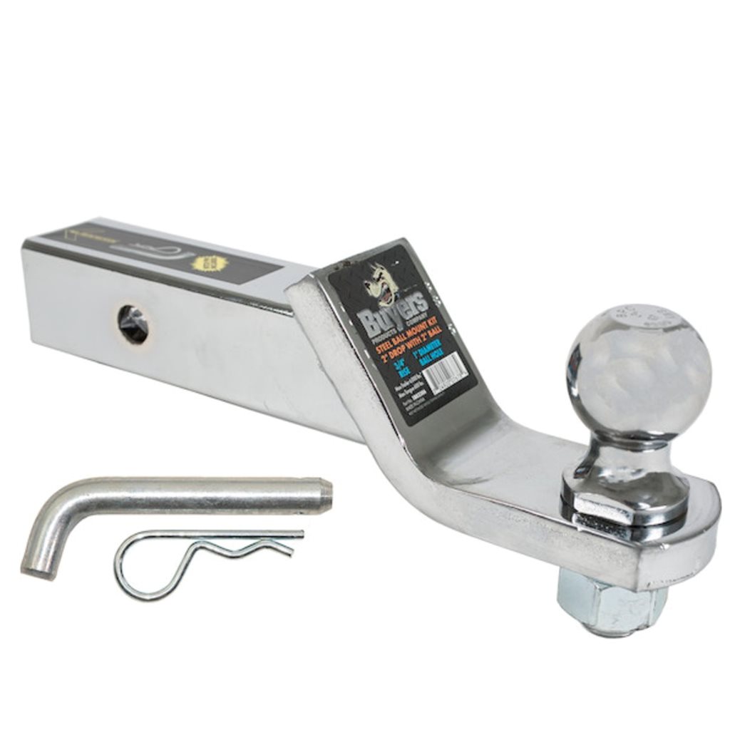 Buyers Products 2 Inch Chrome Ball Mount Kit With 2 Inch Shank And 2 Inch Drop-Cotter Pin Hitch - 1803306