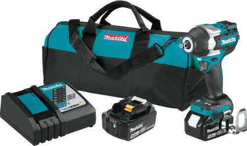 18V LXT™ Lithium-Ion Brushless Cordless 4-Speed Mid-Torque 1/2" Sq. Drive Impact Wrench Kit w/ Friction Ring Anvil (5.0Ah), XWT17T