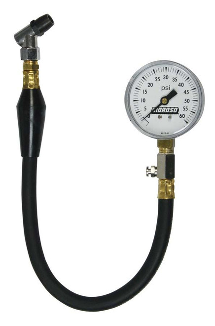 Moroso 89560 Tire Pressure Gauge - Dial Type - 2-5/8" White Face - 0-60psi