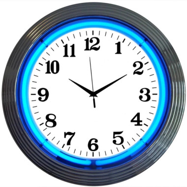 Neonetics 8CHRCB Chrome Rim Blue Neon Clock