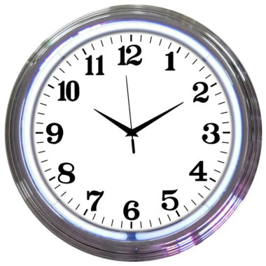 Neonetics 8CHRCW Chrome Rim White Neon Clock