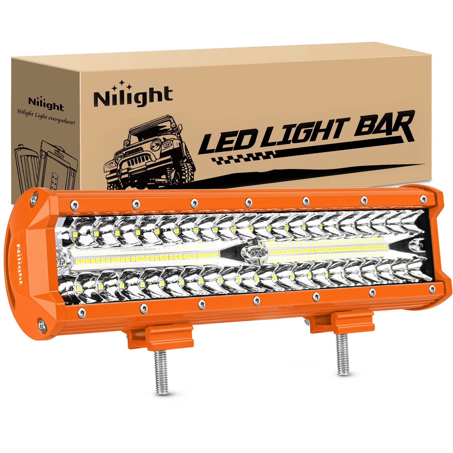 12 Inch 300W Spot Flood Combo Orange Case Led Light Bar