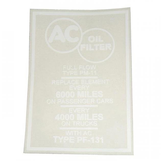 El Camino Oil Filter Canister Decal, 1959-1964