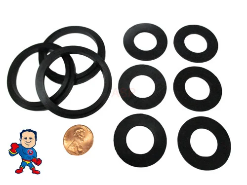 9-Piece Gasket Kit for Saluspa Lay-Z-Spa Airjet A & B/C Air Union Couplings – 3x 2″ Lip + 6x 1″ Thread Gaskets