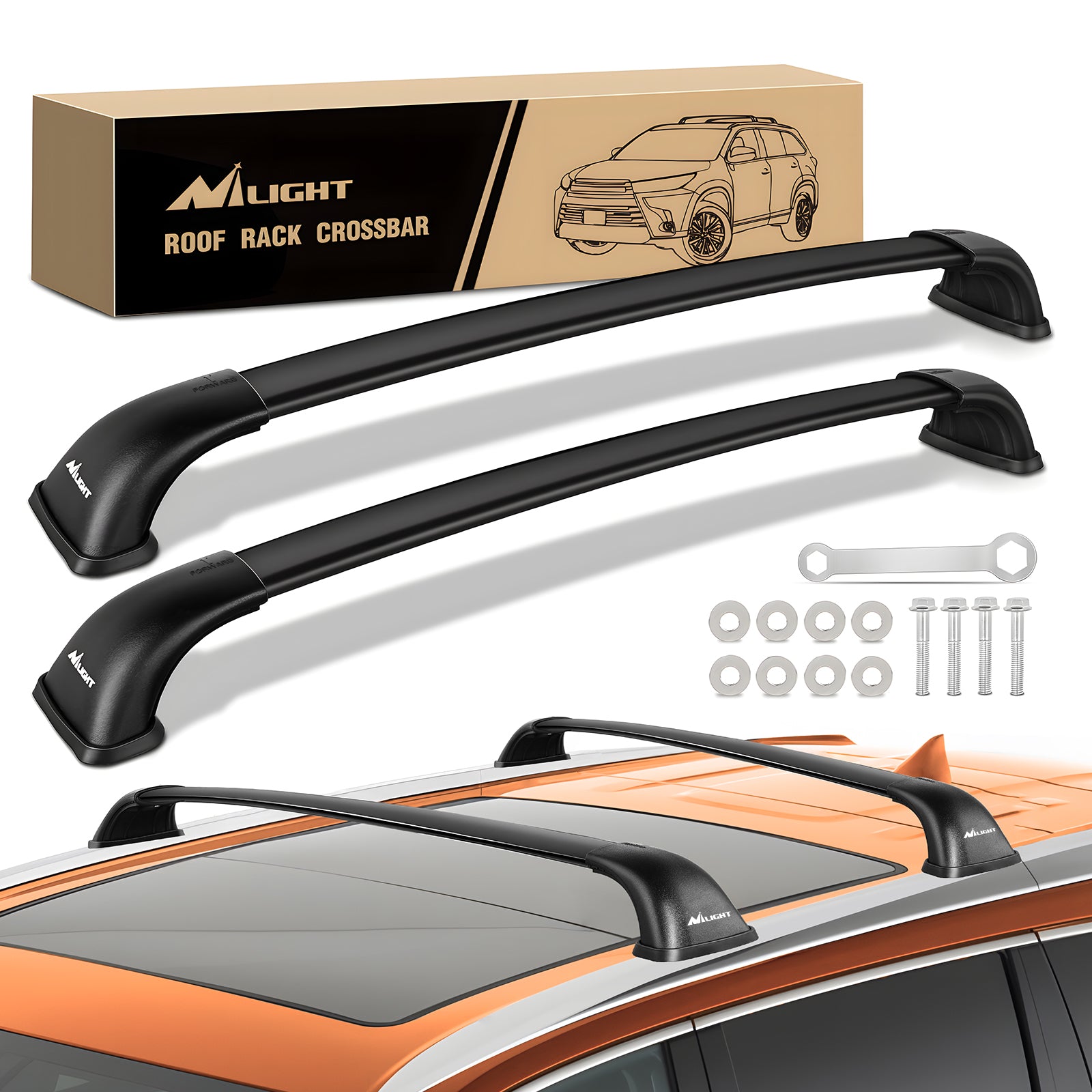 2014 2015 2016 2017 2018 2019 Toyota Highlander XLE Limited SE Aluminum Heavy Duty Roof Rack Cross Bars