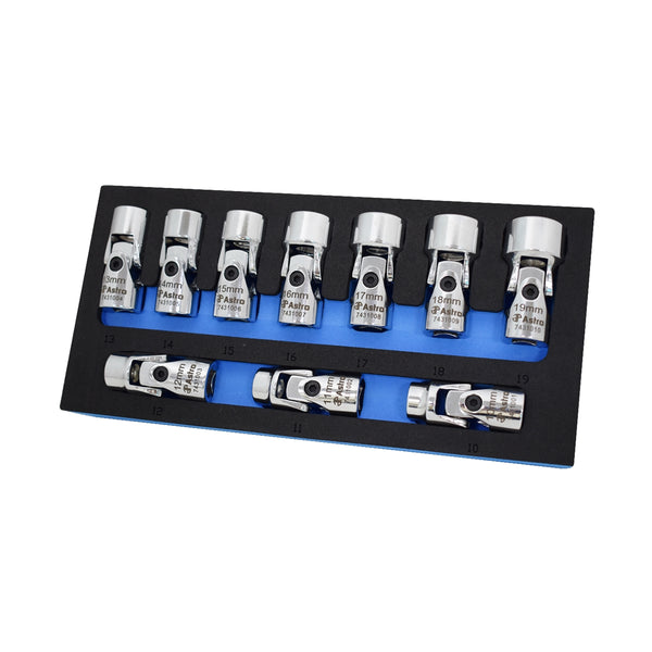 10 Piece 3/8" Drive Flex Socket Set, 6 Point, Metric